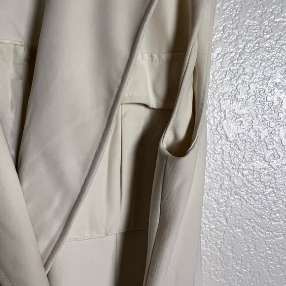 Marina Moscone Long Cream Oversized Sleeveless Wrap Midi Trench Vest Size Medium - Picture 11 of 14